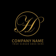 H script initial luxury Logo design Vector