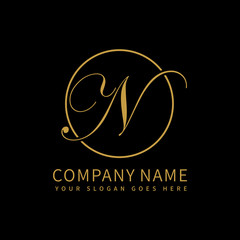 N script initial luxury Logo design Vector