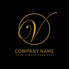V  initial luxury Logo design Vector 