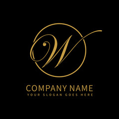 W script initial luxury Logo design Vector