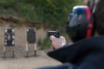 Police shooting practice at a shooting range