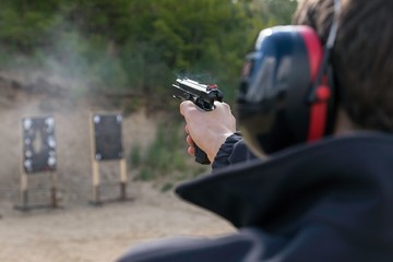 Police shooting practice at a shooting range