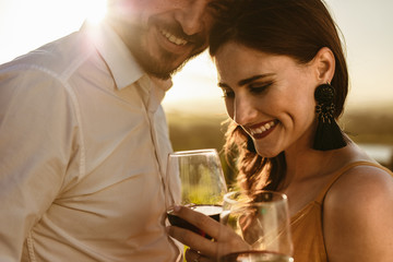 Couple on a date drinking wine