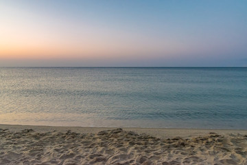 Fototapeta premium A beautiful sunset at a beach. Sunset in Sunny Beach on the Black Sea coast of Bulgaria