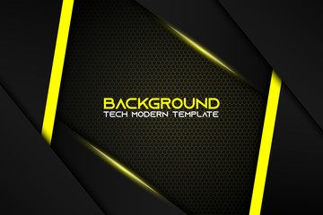 Fototapeta premium Abstract metallic Yellow Black frame layout modern tech design template