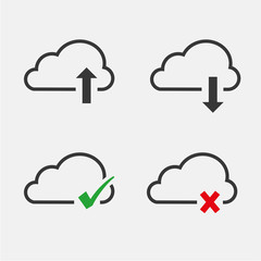 Download upload vector icons set