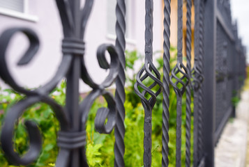 wrought iron fence close up 