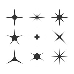 Sparkle, star icon set. Vector illustration, flat design.