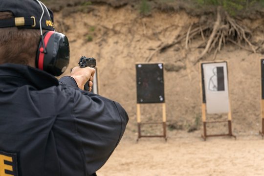 Police shooting practice at a shooting range
