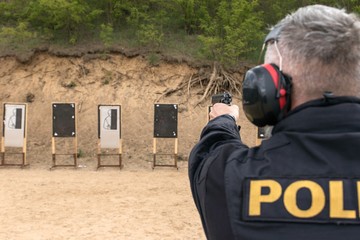 Police shooting practice at a shooting range