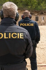 Police shooting practice at a shooting range