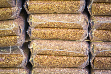 sale of grain packing buckwheat. Agriculture wheat sales