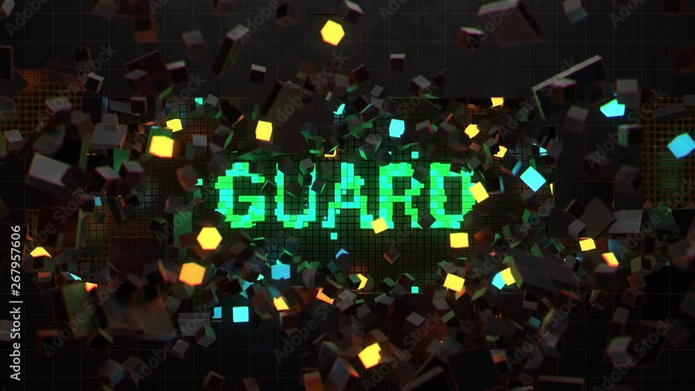 Poster 3d render of wall that breaks and show word connected with technology theme. digital background.