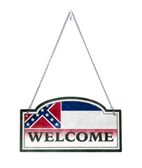 Mississippi welcomes you! Old metal sign isolated