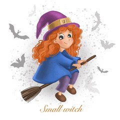 little witch on a broomstick