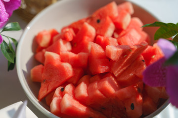 sliced watermelon bowl