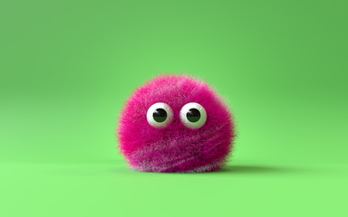 3d cute furry monster,3d cartoon character