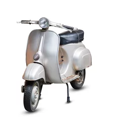 Photo sur Plexiglas Scooter Moto rétro gris isolé sur fond blanc