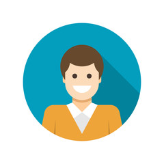 Flat businessman user profile avatar icon design and long shadow vector illustration