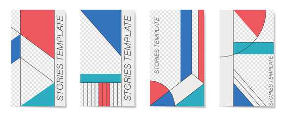 Editable template for Stories and Streams. Flat geometric pattern