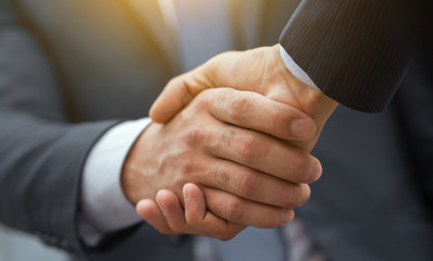 Two business people shaking hands, businessman, hand