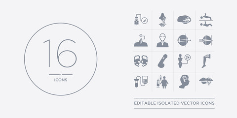 16 vector icons set such as herpes, histiocytosis (childhood cancer), hiv, hiv/aids, hpv contains human papillomavirus, human papillomavirus (hpv), huntington's disease, hypermetropia. herpes,