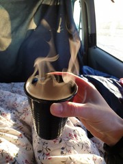 Morning Coffee in a camping car