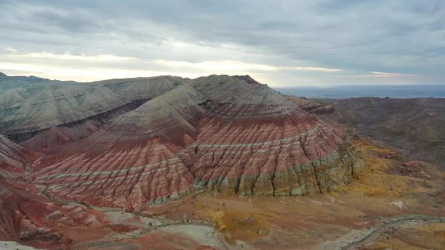 Aerial view of Aktau Mountains, located in Altyn Emel National Park in the south-east of Kazakhstan, Almaty region