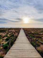 Obraz premium Pathway to the beach in sunset