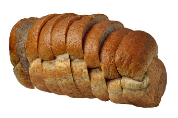 Whole wheat bread isolated on white background. This image stacked with clipping path for advertising. Nutrition fact and clean food good taste ideas concept...