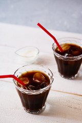 2 glasses of iced coffee