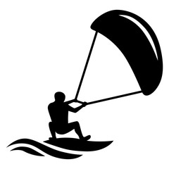 Kitesurfer / Schwarz-weiße Vektor-Illustration