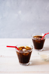 2 glasses of iced coffee