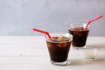 2 glasses of iced coffee