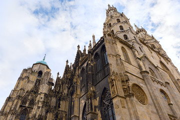 Fototapeta premium Details from the roof and tower of the Stephansdom -St Stephans's church. Vienna, Austria.
