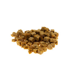 Dry croutons isolated on white background. beer snack