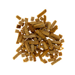 Dry croutons isolated on white background. beer snack