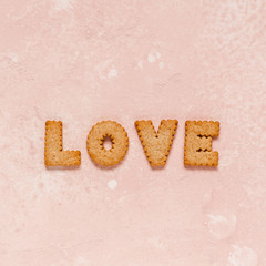 Crackers Arranged as a Word Love