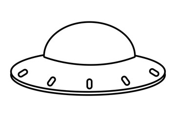 UFO alien spaceship cartoon in black and white