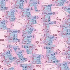 Obraz premium Pile of ukrainian money hryvnia, denomination of 200 UAH