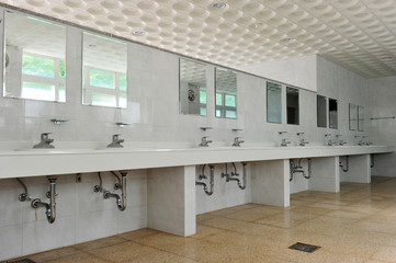 The washbasin in the public toilet