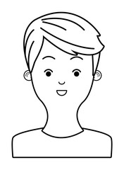 young man cartoon in black and white