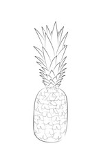 Black icon of single whole pineapple with leaves