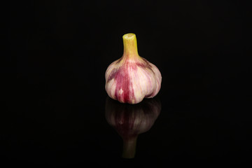 garlic (fresh harvest) organic vegetables. food background. top