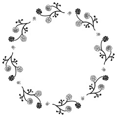 Doodle wreath black and white