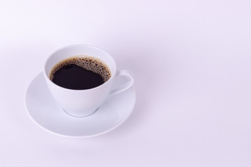 Cup of coffee over white background.