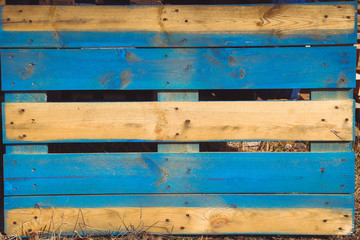 the background boards, pallets old multi colored..