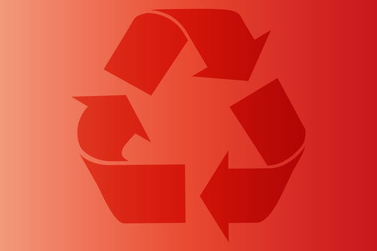 Símbolo de color rojo de reciclaje y reutilización