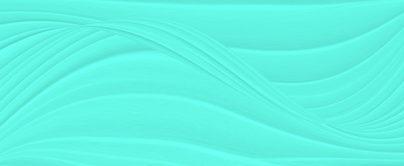 Blue 3 d background with illustration of waves and lines with a gradient of pastel colors. The texture of the marble panoramic size for various purposes.