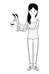 Millennial people pet owner in black and white